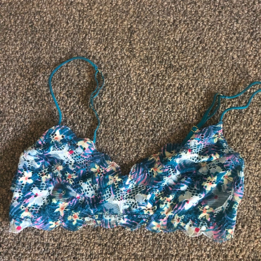 Honeydew Intimates Teal Floral Lace Bralette